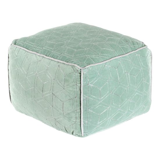 Picture of Anji Mountain Velvet Fog Pouf Ottoman, Green/Gray