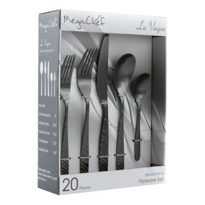 Picture of MegaChef La Vague 20-Piece Stainless-Steel Flatware Set, Matte Black