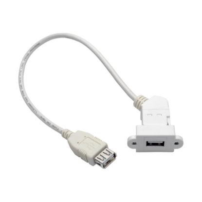 Picture of Tripp Lite USB 2.0 All-in-One Keystone/Panel Mount Coupler Cable (F/F) Angled Connector White 1 ft. (0.31 m)