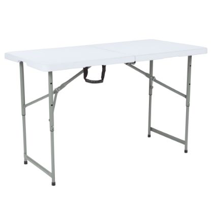 Picture of Flash Furniture Height-Adjustable Bi-Fold Plastic Folding Table, 29-1/2inH x 23-1/2inW x 48inD, Granite White