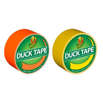 Picture of Duck Brand Duct Tape Rolls, 1.88in x 20 Yd/1.88in x 15 Yd., Yellow/Neon Orange, Pack Of 2 Rolls