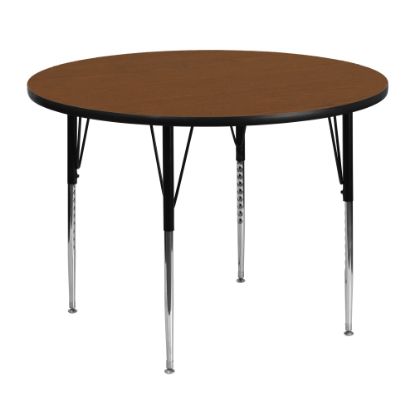 Picture of Flash Furniture 48ft" Round HP Laminate Activity Table With Standard Height-Adjustable Legs, Oak