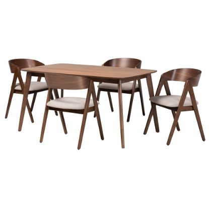 Picture of Baxton Studio Danton 5-Piece Dining Set, Beige/Walnut Brown