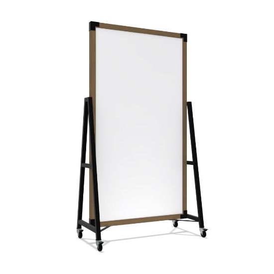 Picture of Ghent Prest Magnetic Dry-Erase Whiteboard, Porcelain, 40-1/2in x 73-3/4in, White, Driftwood Frame