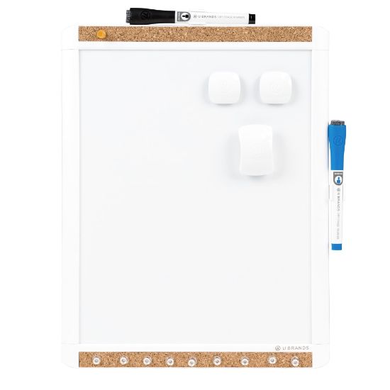 Picture of U Brands PINIT Magnetic Dry-Erase Board, Steel, 11in x 14in, White Surface, Plastic Frame