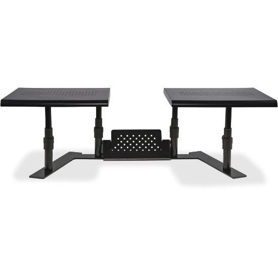 Picture of Allsop ErgoTwin Steel Dual Monitor Stand For Monitors Up To 24in, 6-2/10inH x 32inW x 14inD, Pearl Black