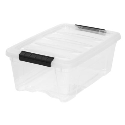 Picture of IRIS Latch Plastic Storage Container With Built-In Handles And Snap Lid, 12.95 Quarts, 16 1/2in x 11in x 6 1/2in, Clear