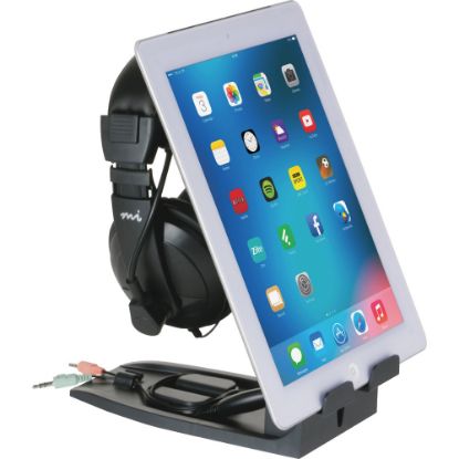 Picture of Allsop Headset Hangout Universal Headphone Stand And Tablet Holder, 9-1/2inH x 3-1/2inW x 8inD, Black