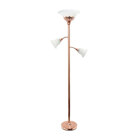 Picture of Elegant Designs 3-Light Floor Lamp, 71inH, Rose Gold/White