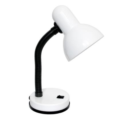 Picture of Simple Designs Basic Desk Lamp, Adjustable Height, 13inH, White Shade/White Base