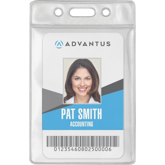 Picture of Advantus Vinyl ID Badge Holders - Support 2.50in x 3.50in Media - Vertical - Vinyl - 50 / Pack - Clear - Durable