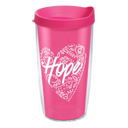 Picture of Tervis American Cancer Society Hope Heart Tumbler With Lid, 16 Oz, Clear