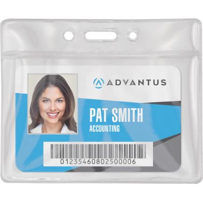 Picture of Advantus Vinyl ID Badge Holders - Support 3.50in x 2.50in Media - Horizontal - Vinyl - 50 / Pack - Clear - Durable