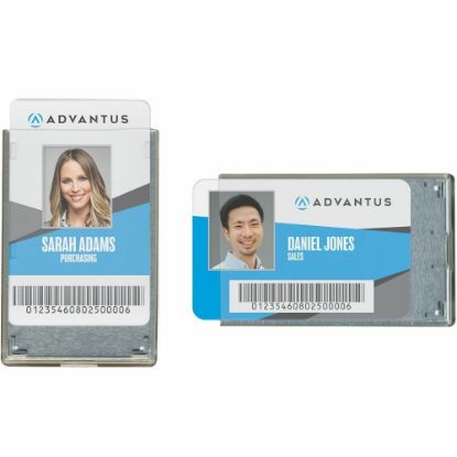 Picture of Advantus RFID Blocking Badge Holder - Support 3.38in x 2.13in Media - Vertical, Horizontal - Vinyl - 20 / Pack - Clear - Removable