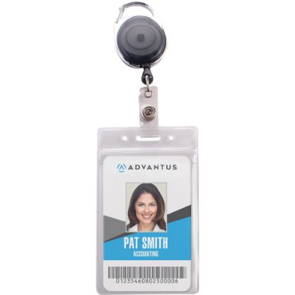 Picture of Advantus Vinyl Badge Reel Holders, For 2-9/16in x 3-3/4in Media, Black/Clear, Pack Of 10 Holders