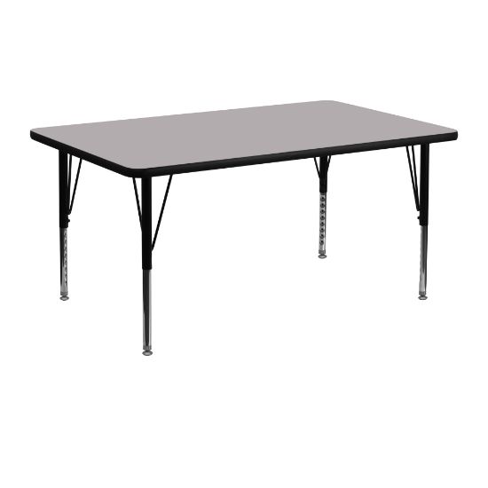 Picture of Flash Furniture 48ft"W Rectangular Thermal Laminate Activity Table With Short Height-Adjustable Legs, Gray