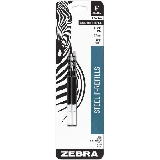 Picture of Zebra STEEL 7 Series F Refill Bold Point Ballpoint - 1.60 mm, Bold Point - Black Ink - 2 / Pack