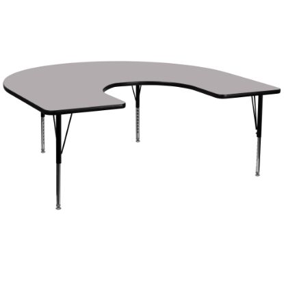 Picture of Flash Furniture 66inW Horseshoe Thermal Laminate Activity Table With Short Height-Adjustable Legs, Gray