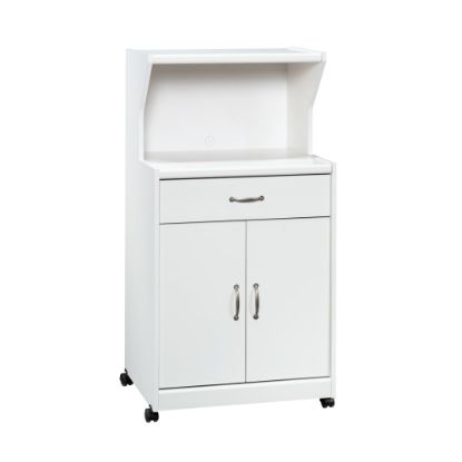 Picture of Sauder 25inW Storage, Microwave And Kitchen Cart, Glacier White