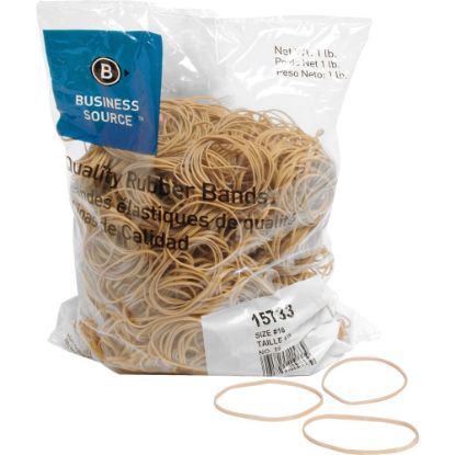 Picture of Business Source Quality Rubber Bands - Size: #16 - 2.5in Length x 0.1in Width - Sustainable - 1800 / Pack - Rubber - Crepe