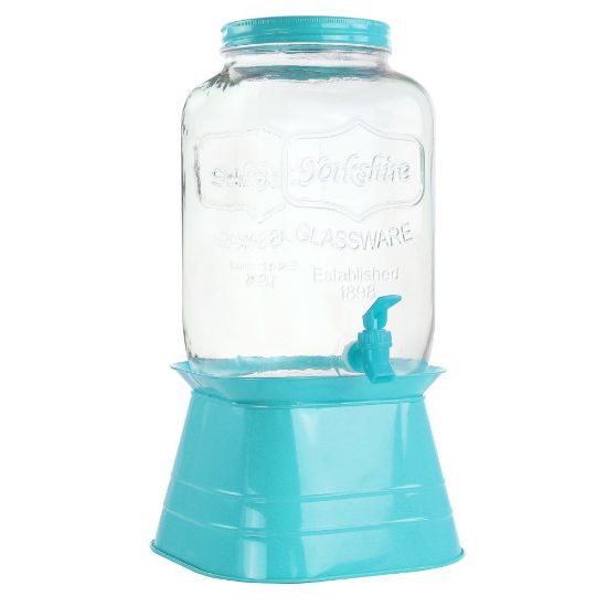 Picture of Gibson Home Chiara 2-Gallon Glass Mason Jar Dispenser, Blue