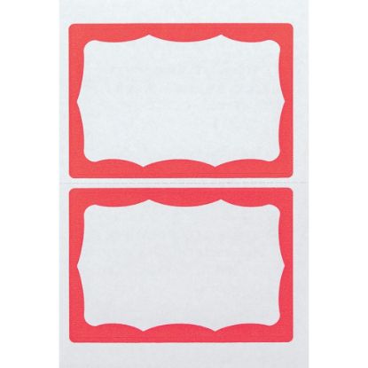 Picture of Advantus Color Border Adhesive Name Badges, AVT97189, 2 5/8in x 3 3/4in, Rectangle,White/Red, Box Of 100