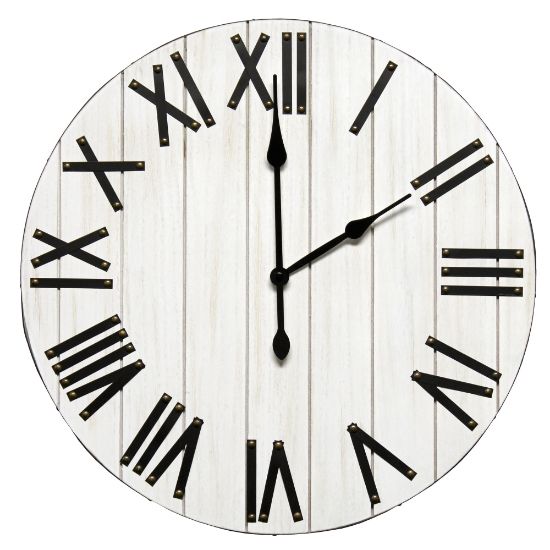 Picture of Elegant Designs Handsome Rustic Farmhouse Wood Wall Clock, 21in, Whitewash