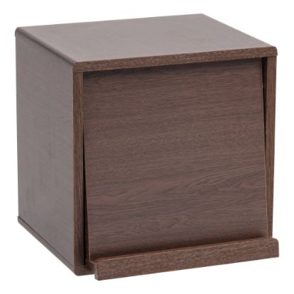 Picture of IRIS Wood 14inH 2-Cube Storage With Pocket Door, Brown Oak