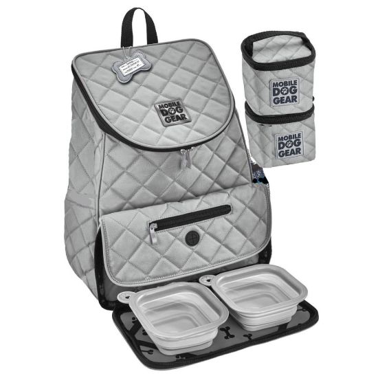 Picture of Mobile Dog Gear Weekender Backpack, Navy/White Dots