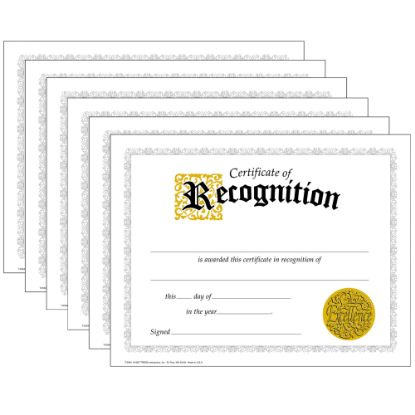 Picture of TREND Classic Certificates, 8-1/2in x 11in, Certificate Of Recognition, 30 Certificates Per Pack, Set Of 6 Packs