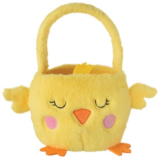 Picture of Amscan Chick Plush Easter Baskets, 6inH x 10inW x 10inD, Yellow, Pack Of 2 Baskets