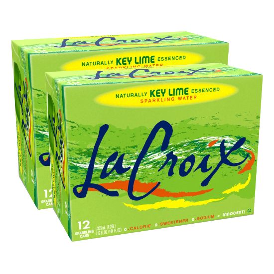 Picture of LaCroix Sparkling Water, 12 Oz, Key Lime, 12 Cans Per Pack, Case Of 2 Packs