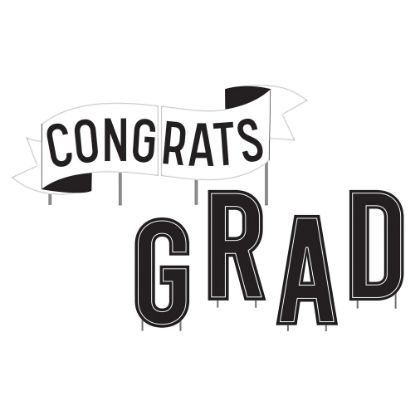 Picture of Amscan 191290 Congrats Grad Graduation Yard Sign, 14inH x 14inW x 1inD, Black