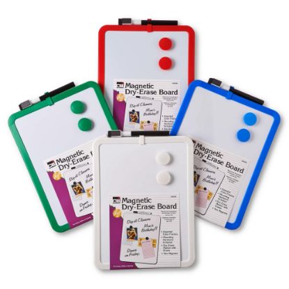 Picture of Charles Leonard Framed Magnetic Dry-Erase Boards, 8-1/2in x 11in, Assorted Colors, Plastic Frame, Pack Of 4 Boards