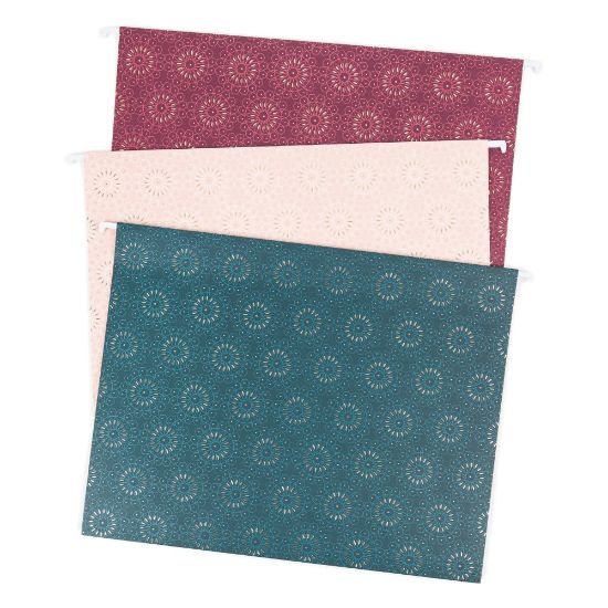 Picture of U Brands Hanging File Folders, Letter Size, 8-1/2in x 11in, Fleuri Jewel Tones, Pack of 12 Folders