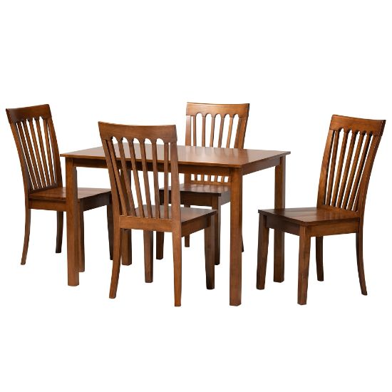 Picture of Baxton Studio Erion 5-Piece Dining Set, Walnut Brown