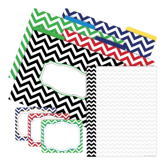 Picture of Barker Creek Multidesign Get Organized Kit, Letter Size, Chevron Nautical