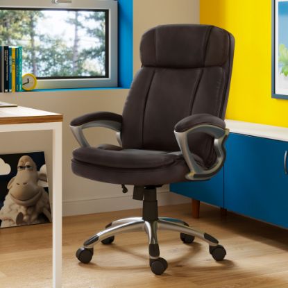 Picture of Serta Big And Tall Ergonomic Bonded Leather High-Back Office Chair, Old Chestnut/Silver