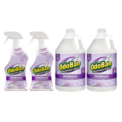 Picture of OdoBan Odor Eliminator Disinfectant, Lavender Scent, Case Of 2 Quart Sprays And 2 Gallon Concentrates