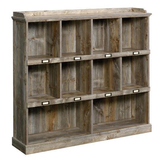 Picture of Sauder Granite Trace 48inH 10-Shelf Cubby Bookcase, Rustic Cedar