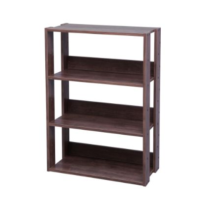 Picture of IRIS Mado 35inH 3-Tier Wide Open Shelving Unit, Brown