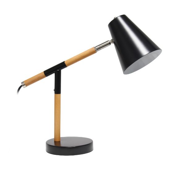 Picture of Simple Designs Black Matte and Wooden Pivot Desk Lamp