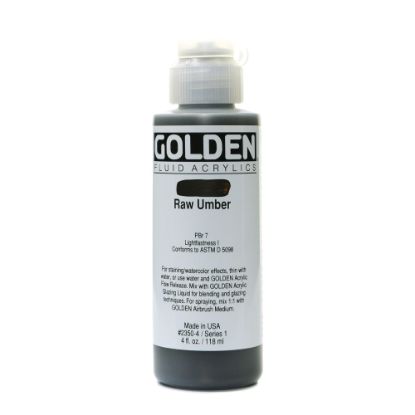 Picture of Golden Fluid Acrylic Paint, 4 Oz, Raw Umber