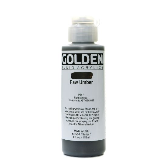 Picture of Golden Fluid Acrylic Paint, 4 Oz, Raw Umber