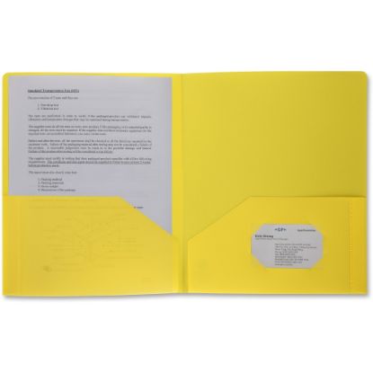 Picture of Business Source 2-Pocket Poly Portfolio, Letter Size, 8-1/2in x 11in, Yellow