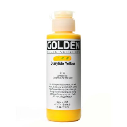 Picture of Golden Fluid Acrylic Paint, 4 Oz, Diarylide Yellow