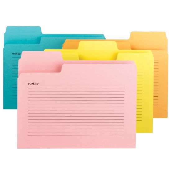 Picture of Smead SuperTab Notes File Folders, 8 1/2in x 11in, Letter Size, Assorted Colors, Pack Of 12