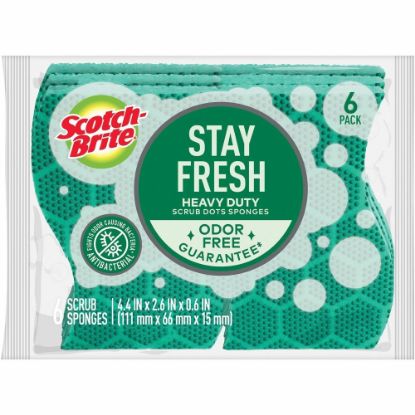 Picture of Scotch-Brite Scrub Dots Heavy-duty Scrub Sponge - 2.5in Height x 6.2in Width x 4.7in Depth - 6/Pack - Green