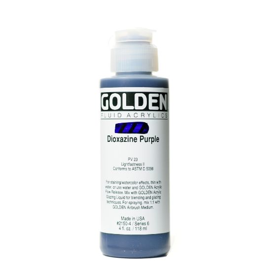 Picture of Golden Fluid Acrylic Paint, 4 Oz, Dioxazine Purple