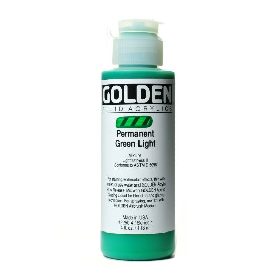 Picture of Golden Fluid Acrylic Paint, 4 Oz, Permanent Green Light